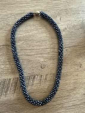Elegant Hematite Beaded Rope Necklace - Women's Jewelry